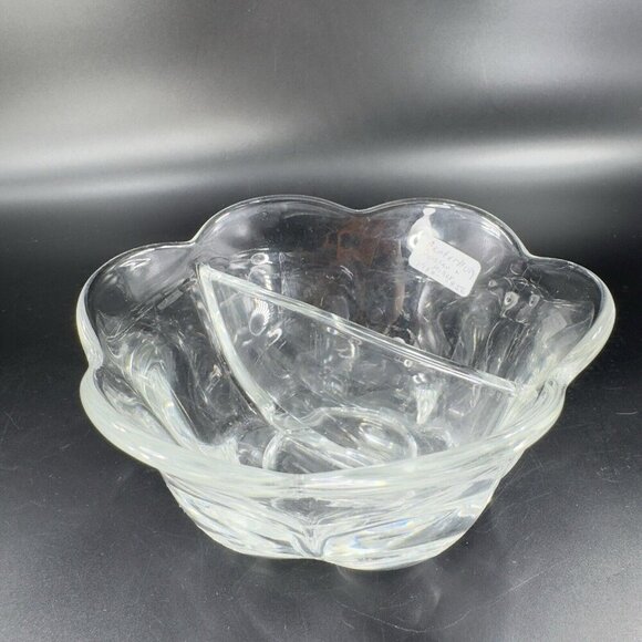 VTG Duncan Miller Glass Co Clear Divided Dish Bowl Footed Vintage Glass Decor - Picture 12 of 15
